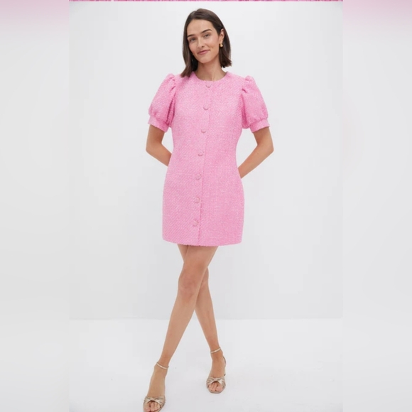 NWT Hyacinth House Tweed Kit Mini Dress Size Medium in Pink Color by Tuckernuck - Picture 7 of 15